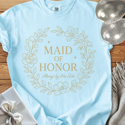 Maid of Honor, Always by Her Side - Premium Elegance Bridal Party T-Shirt