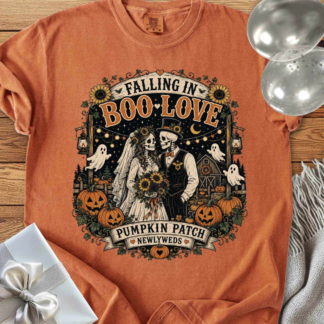 Falling in Boo-Love - Premium Halloween Newlywed T-Shirt