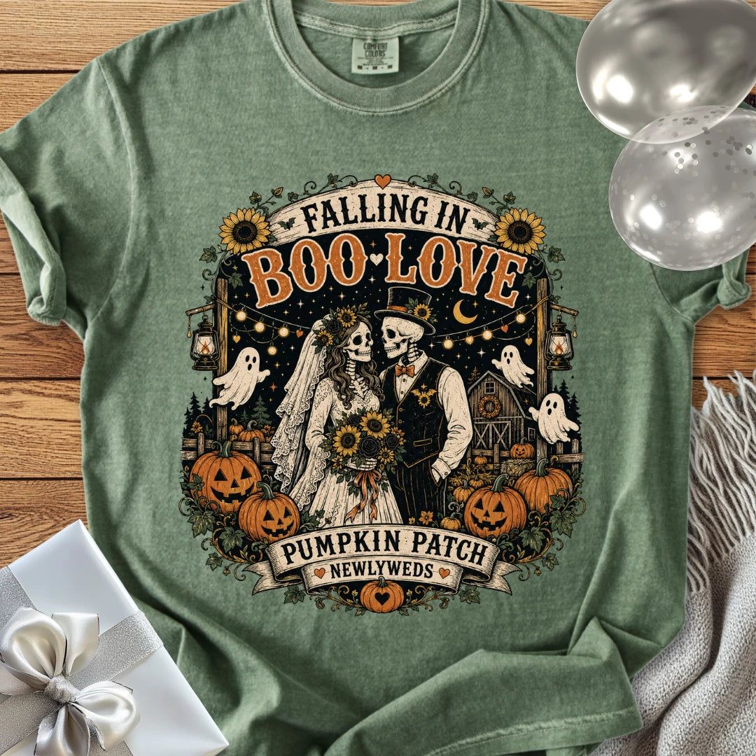 Falling in Boo-Love - Premium Halloween Newlywed T-Shirt