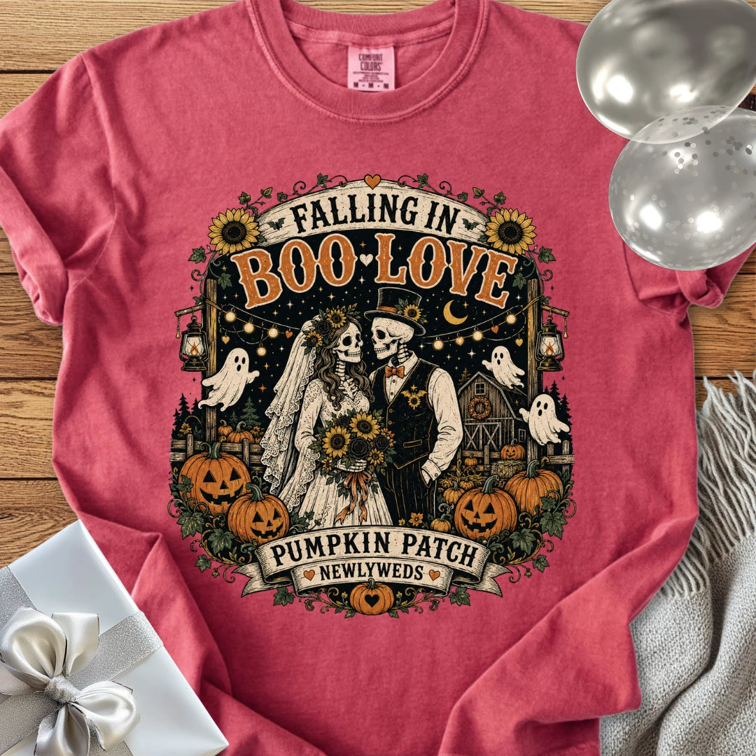 Falling in Boo-Love - Premium Halloween Newlywed T-Shirt