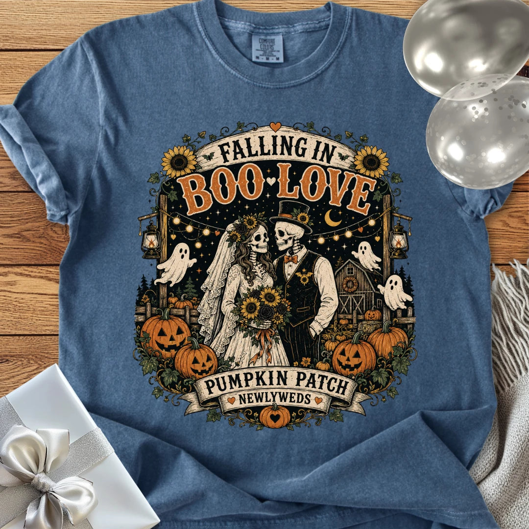 Falling in Boo-Love - Premium Halloween Newlywed T-Shirt