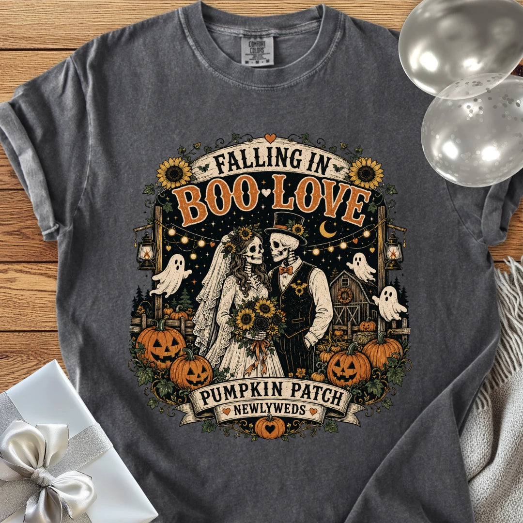 Falling in Boo-Love - Premium Halloween Newlywed T-Shirt
