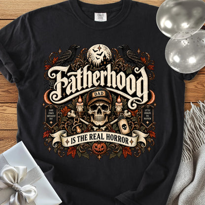 Fatherhood Is the Real Horror - Premium Halloween Parenting T-Shirt