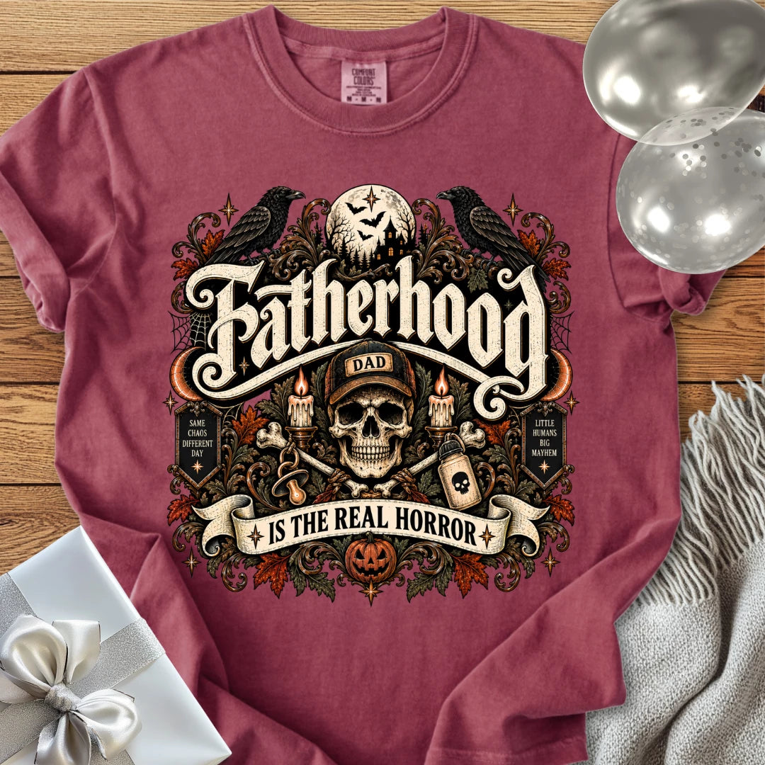 Fatherhood Is the Real Horror - Premium Halloween Parenting T-Shirt