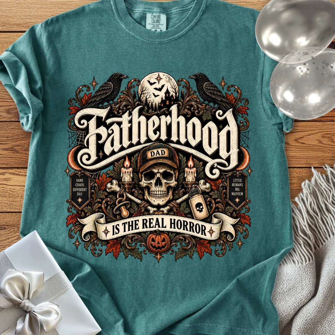 Fatherhood Is the Real Horror - Premium Halloween Parenting T-Shirt