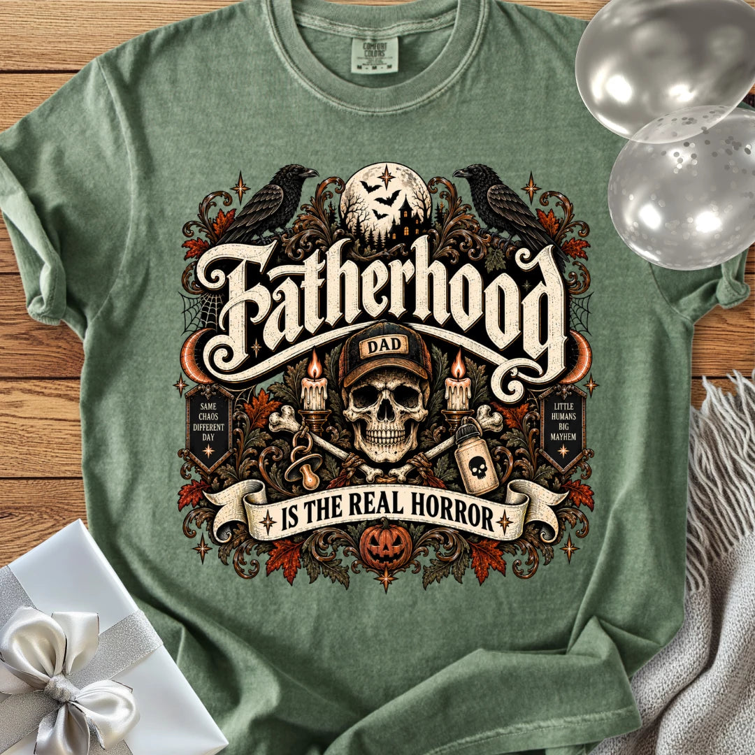 Fatherhood Is the Real Horror - Premium Halloween Parenting T-Shirt