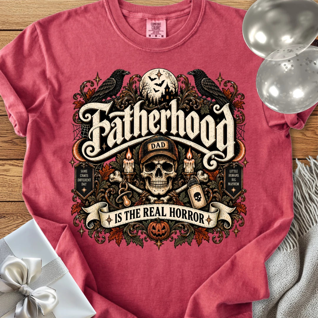 Fatherhood Is the Real Horror - Premium Halloween Parenting T-Shirt