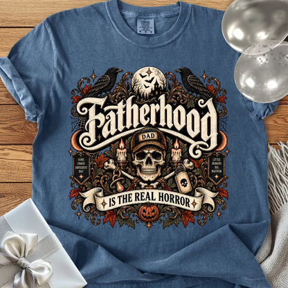 Fatherhood Is the Real Horror - Premium Halloween Parenting T-Shirt