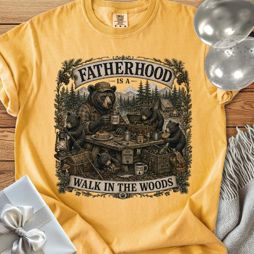 Fatherhood Is a Walk in the Woods - Premium Parenting T-Shirt