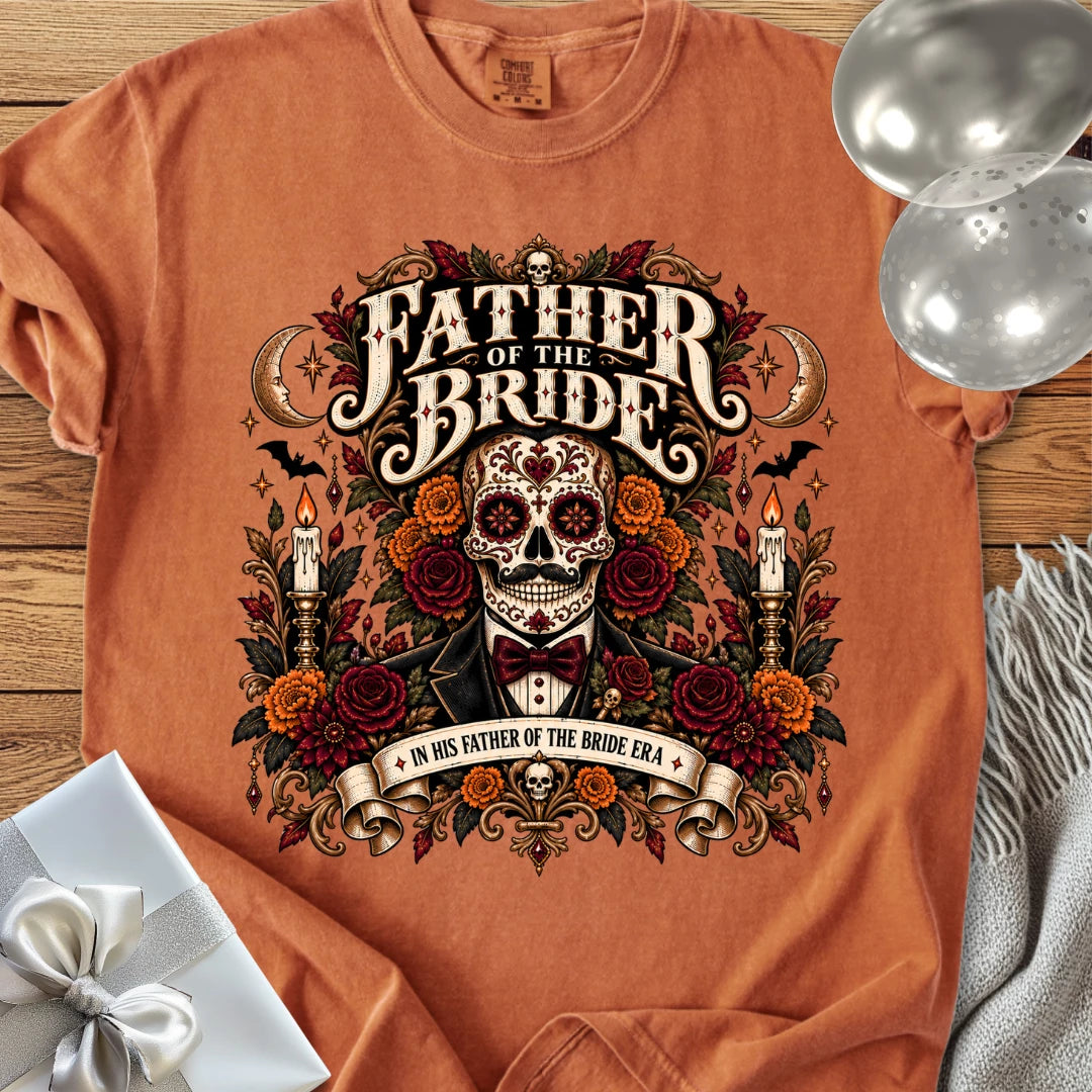 Father of the Bride, In His Father of the Bride Era - Premium Halloween Wedding T-Shirt