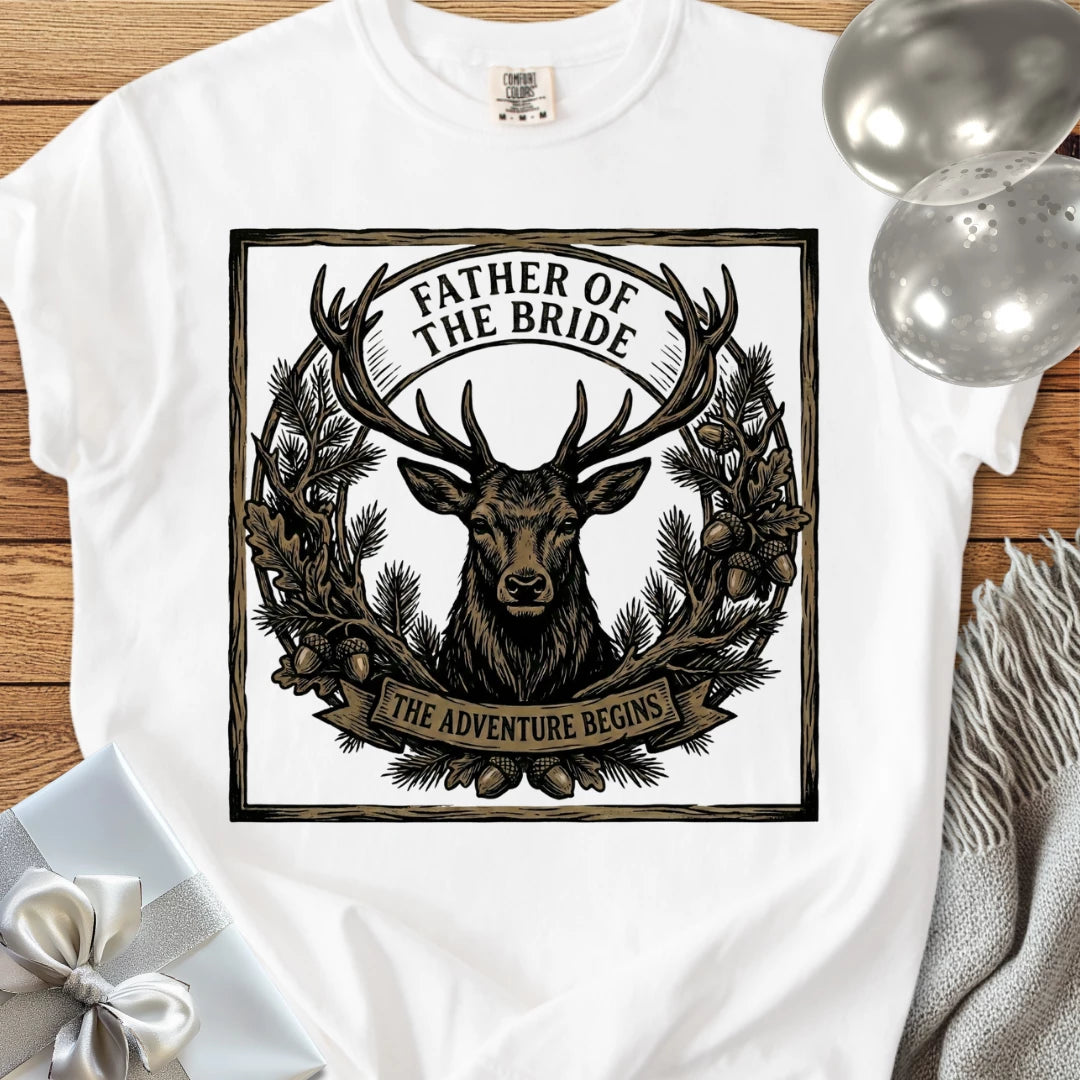 Father of the Bride, The Adventure Begins - Wedding T-Shirt