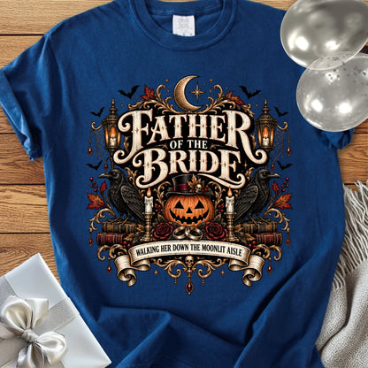Father of the Bride,  Walking Her Down the Moonlit Aisle - Premium Halloween T-Shirt