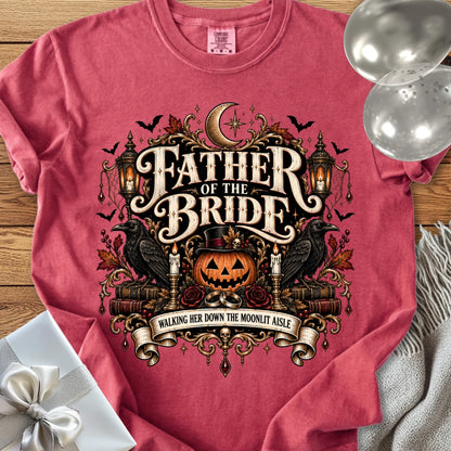 Father of the Bride,  Walking Her Down the Moonlit Aisle - Premium Halloween T-Shirt