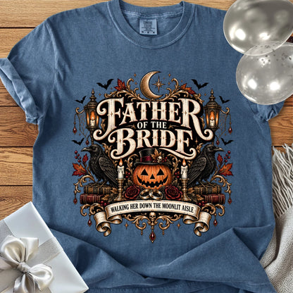 Father of the Bride,  Walking Her Down the Moonlit Aisle - Premium Halloween T-Shirt