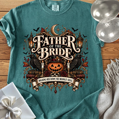 Father of the Bride,  Walking Her Down the Moonlit Aisle - Premium Halloween T-Shirt