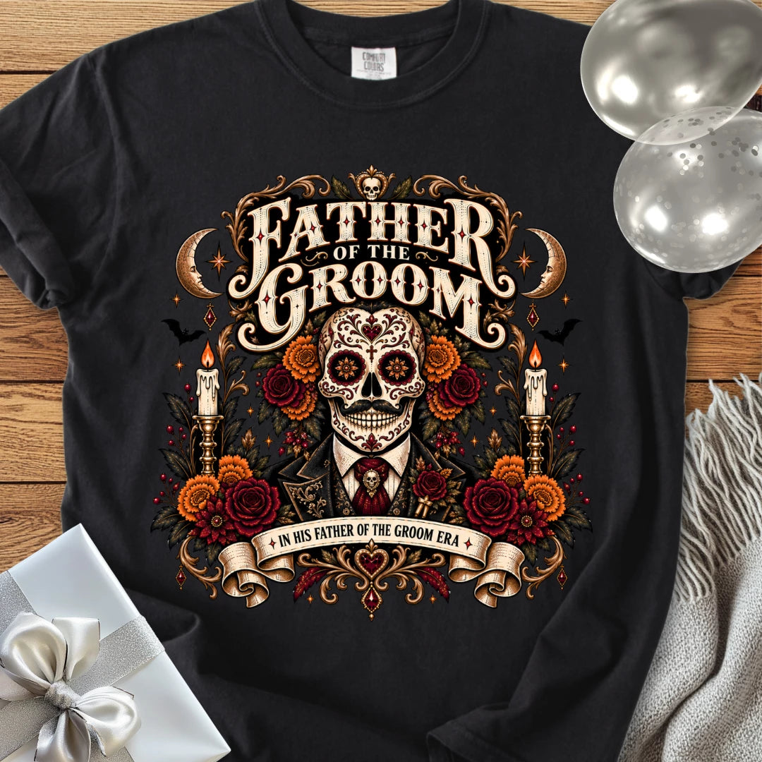 Father of the Groom, In His Father of the Groom Era - Premium Halloween Wedding T-Shirt