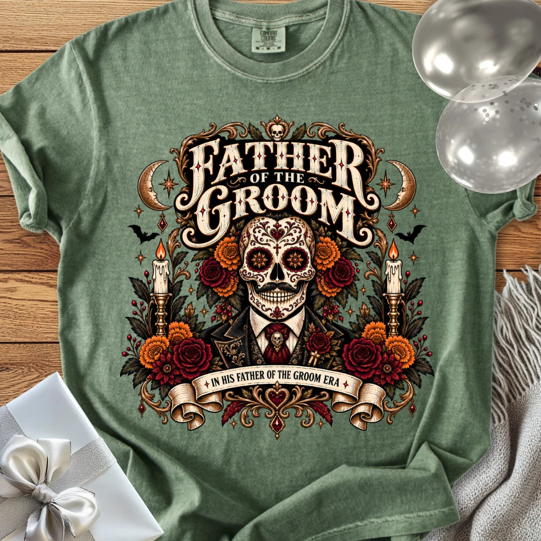 Father of the Groom, In His Father of the Groom Era - Premium Halloween Wedding T-Shirt