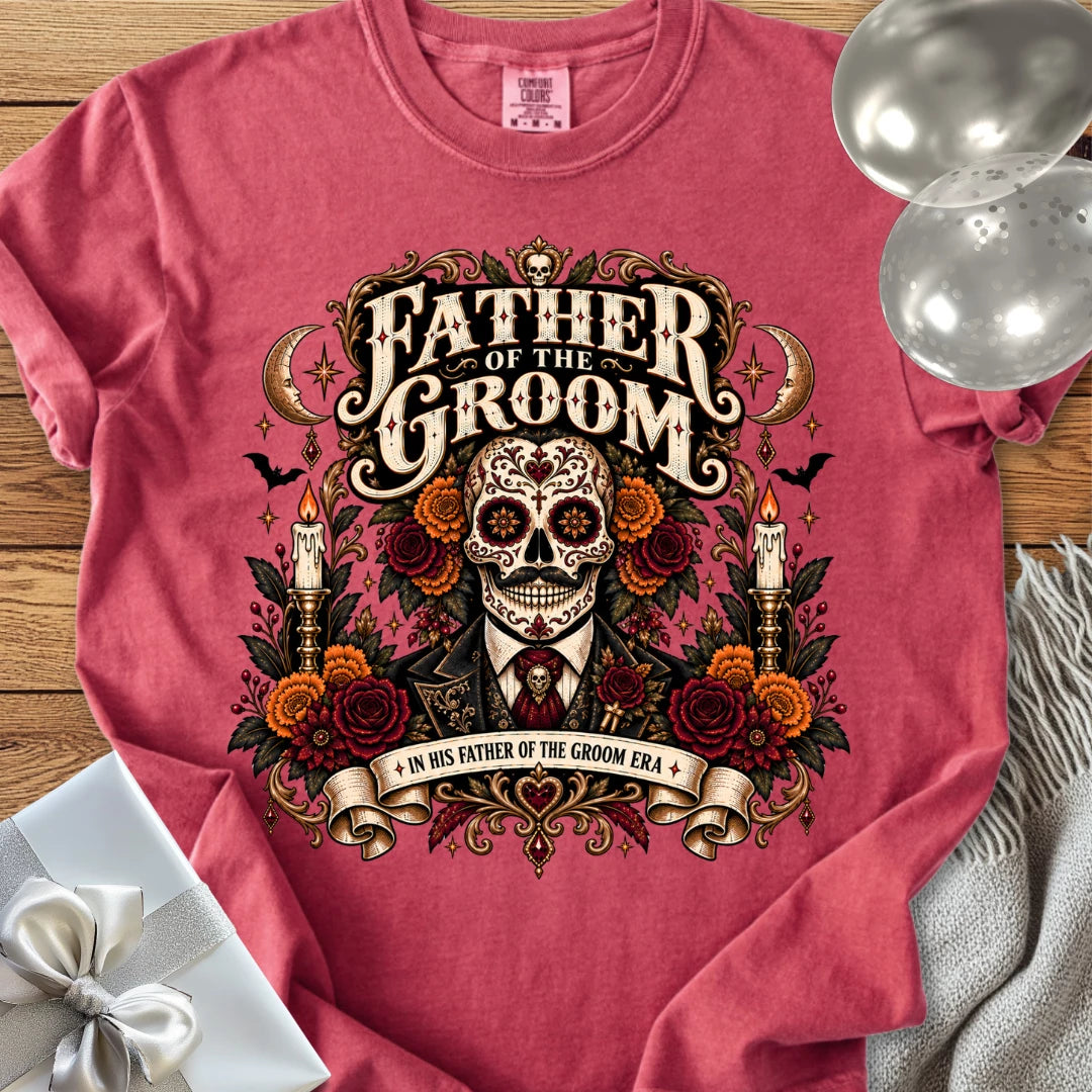 Father of the Groom, In His Father of the Groom Era - Premium Halloween Wedding T-Shirt