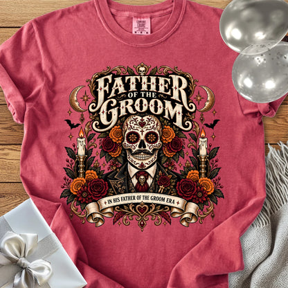 Father of the Groom, In His Father of the Groom Era - Premium Halloween Wedding T-Shirt