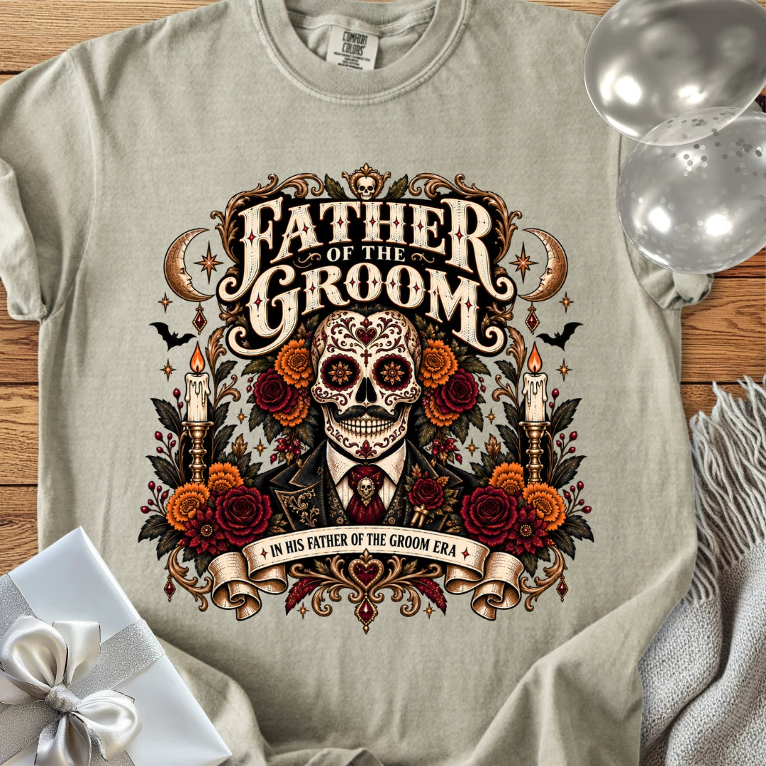 Father of the Groom, In His Father of the Groom Era - Premium Halloween Wedding T-Shirt