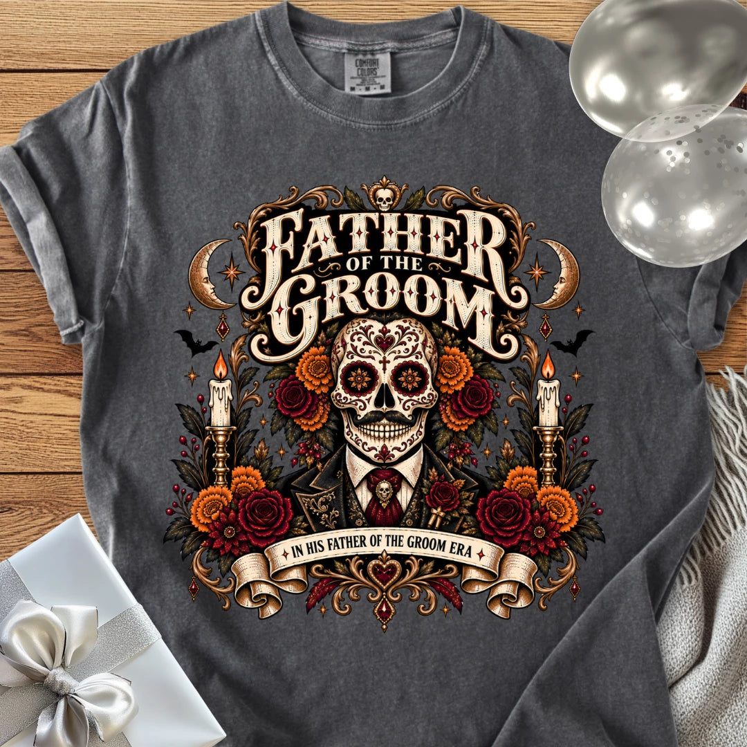 Father of the Groom, In His Father of the Groom Era - Premium Halloween Wedding T-Shirt