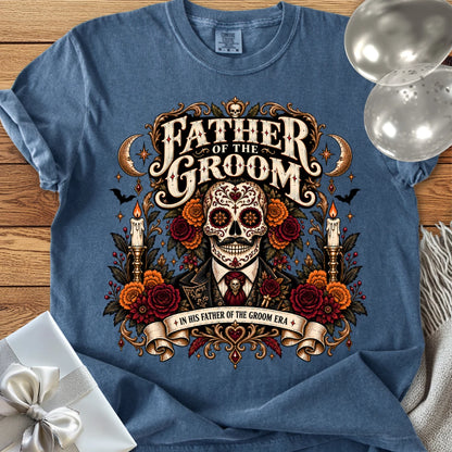 Father of the Groom, In His Father of the Groom Era - Premium Halloween Wedding T-Shirt