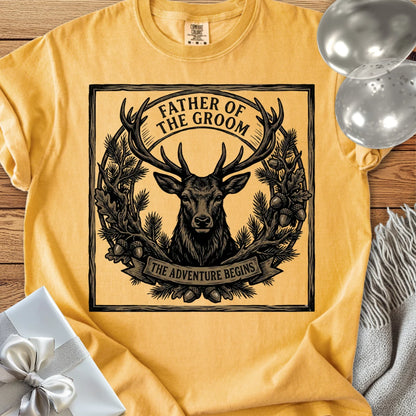 Father of the Groom, The Adventure Begins - Wedding T-Shirt