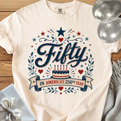 Fifty In America's 250th Year - Premium America 250 Birthday T-Shirt