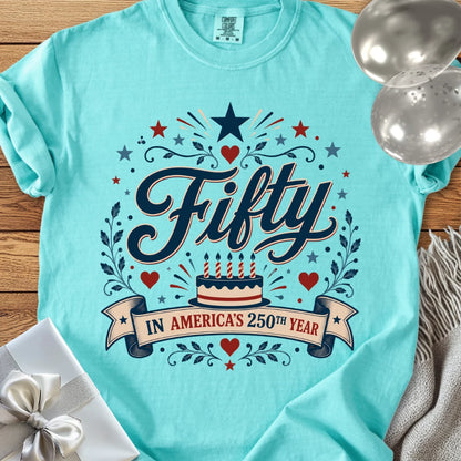 Fifty In America's 250th Year - Premium America 250 Birthday T-Shirt