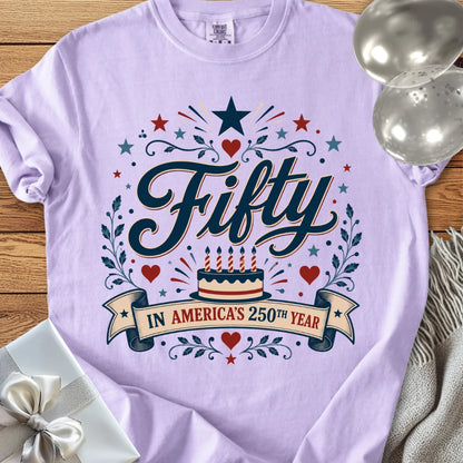 Fifty In America's 250th Year - Premium America 250 Birthday T-Shirt