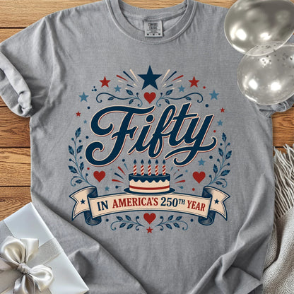 Fifty In America's 250th Year - Premium America 250 Birthday T-Shirt