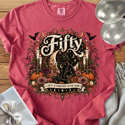 Fifty & Fabulous After Dark - Premium Halloween 50th Birthday T-Shirt