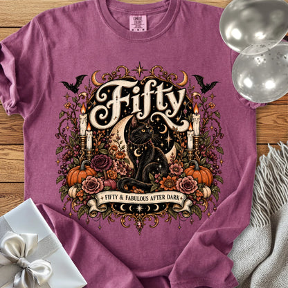 Fifty & Fabulous After Dark - Premium Halloween 50th Birthday T-Shirt