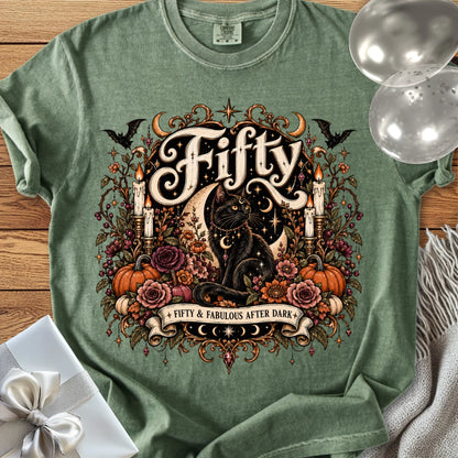 Fifty & Fabulous After Dark - Premium Halloween 50th Birthday T-Shirt