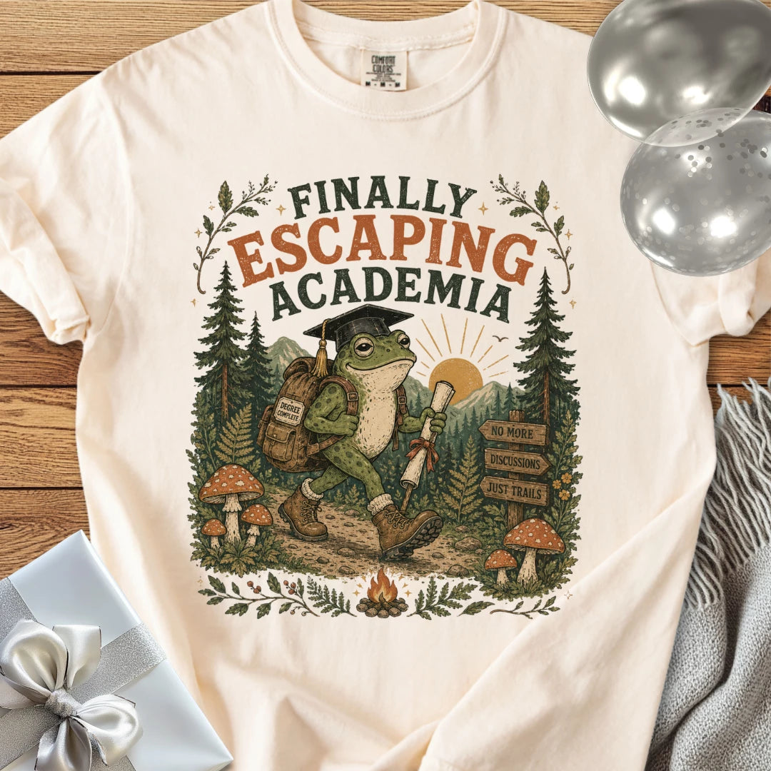 Finally Escaping Academia - Premium Graduation T-Shirt