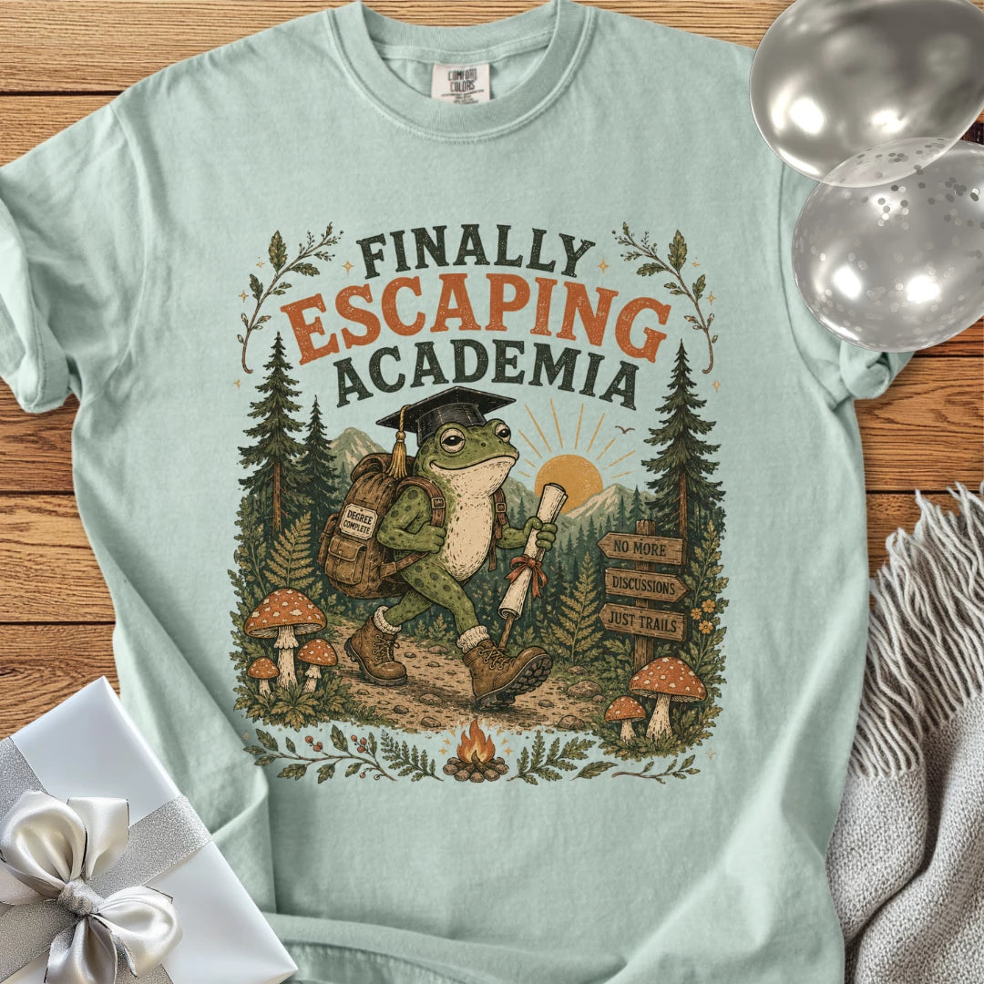 Finally Escaping Academia - Premium Graduation T-Shirt