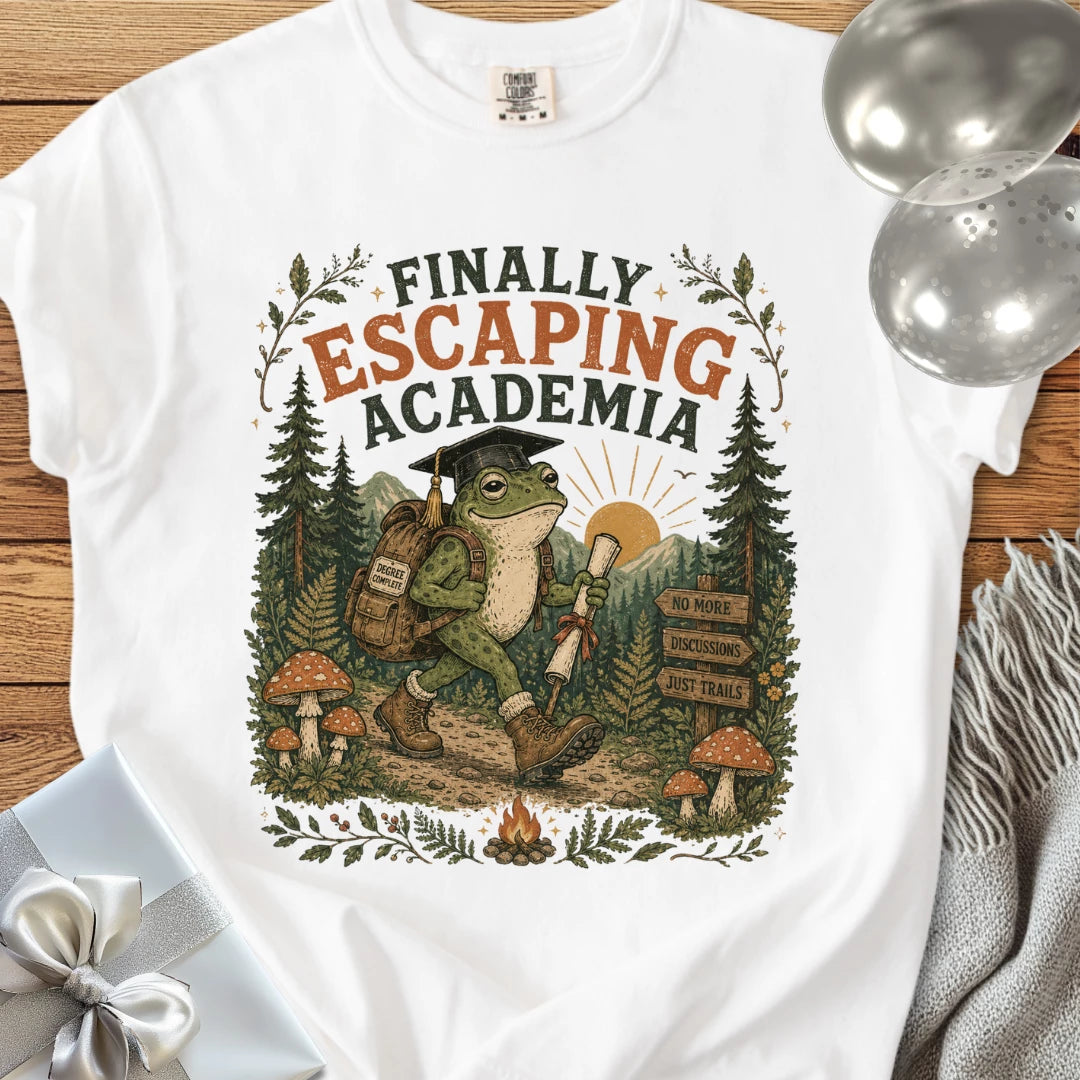 Finally Escaping Academia - Premium Graduation T-Shirt