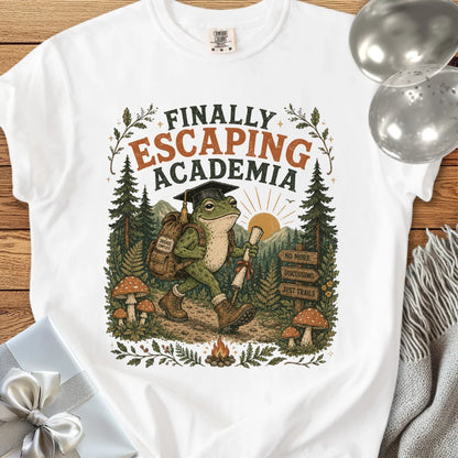 Finally Escaping Academia - Premium Graduation T-Shirt