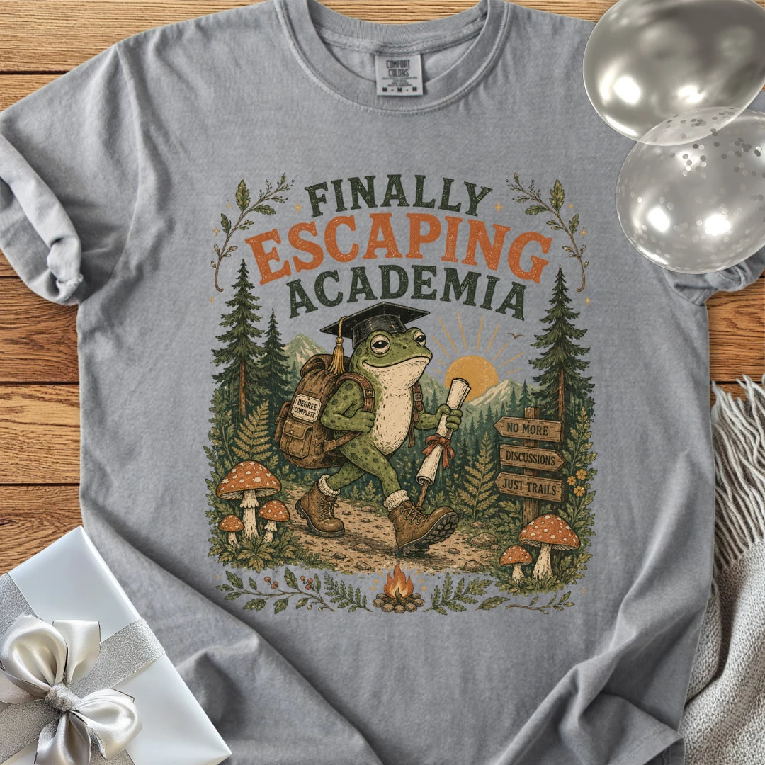 Finally Escaping Academia - Premium Graduation T-Shirt