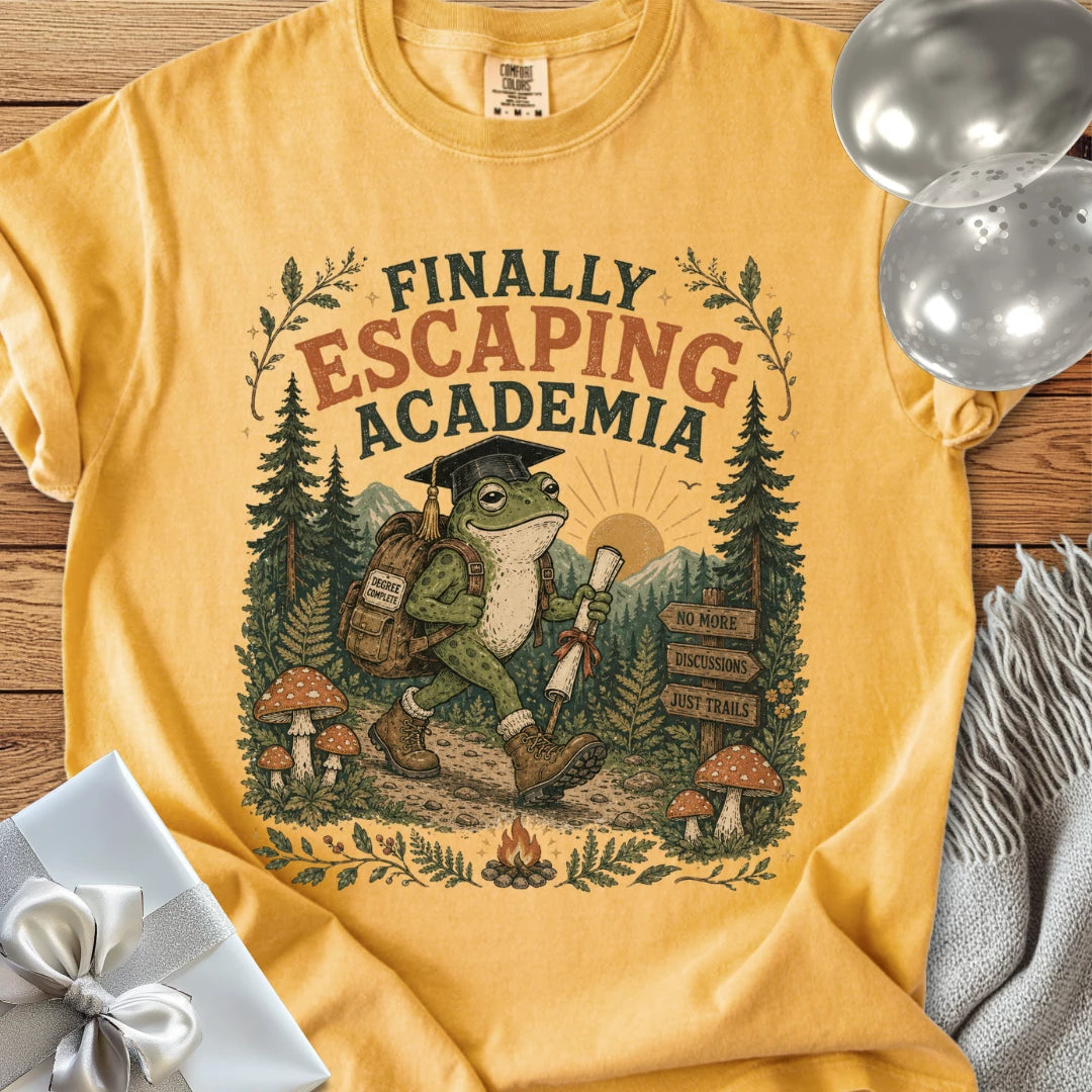 Finally Escaping Academia - Premium Graduation T-Shirt