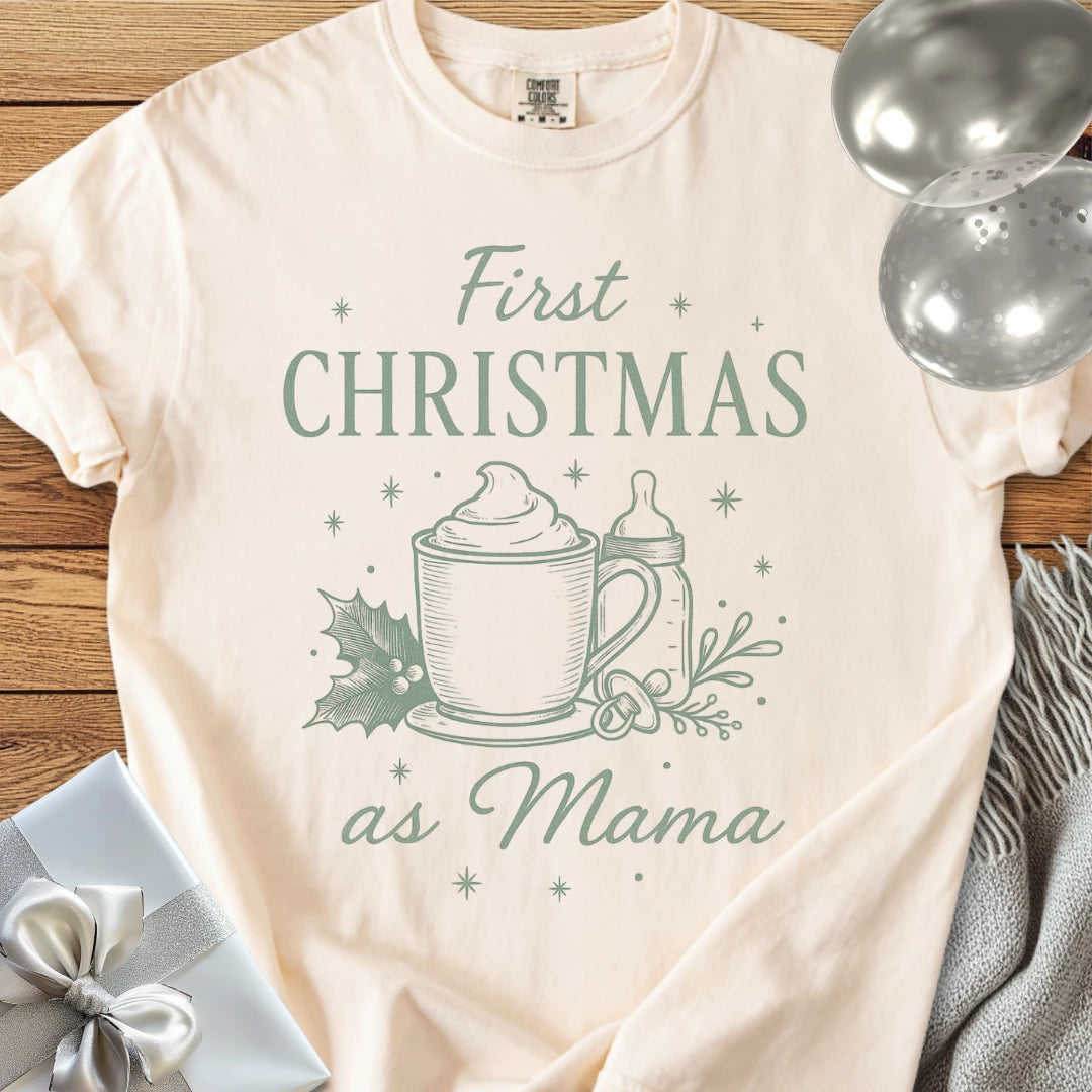 First Christmas as Mama - Premium Christmas T-Shirt