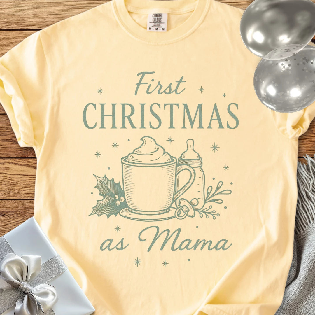 First Christmas as Mama - Premium Christmas T-Shirt