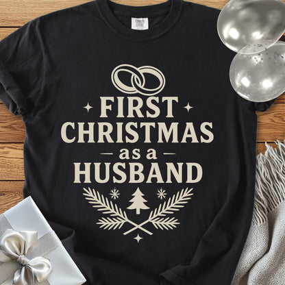 First Christmas as a Husband - Premium Wedding T-Shirt