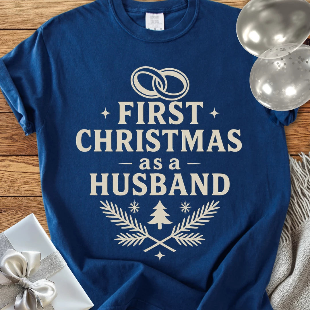 First Christmas as a Husband - Premium Wedding T-Shirt