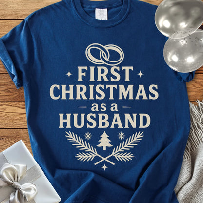 First Christmas as a Husband - Premium Wedding T-Shirt