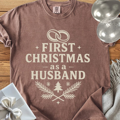 First Christmas as a Husband - Premium Wedding T-Shirt