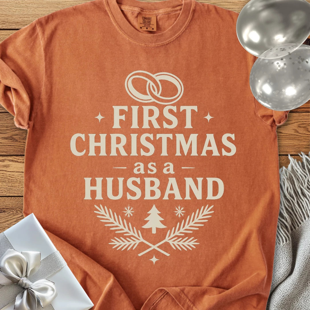 First Christmas as a Husband - Premium Wedding T-Shirt