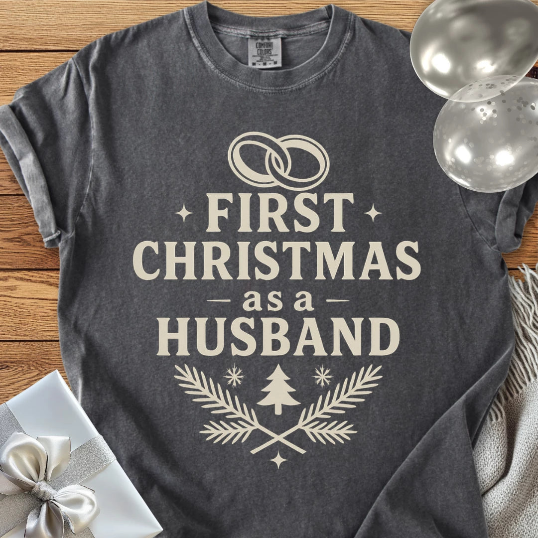 First Christmas as a Husband - Premium Wedding T-Shirt