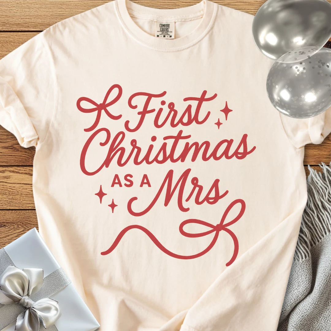 First Christmas as a Mrs - Premium Wedding T-Shirt