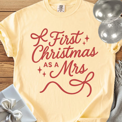 First Christmas as a Mrs - Premium Wedding T-Shirt